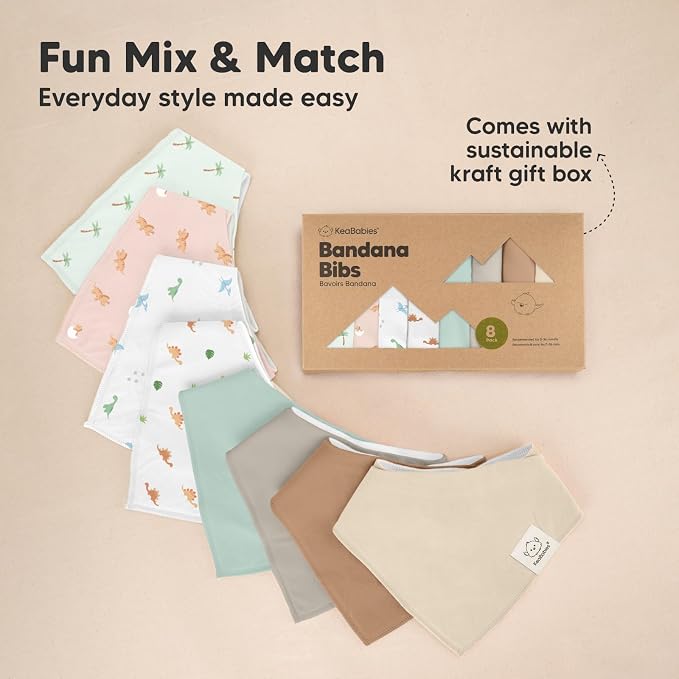 8-Pack Organic Baby Bandana Bibs - Image 9