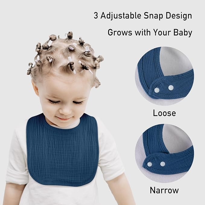 Muslin Baby Drool Bibs for Unisex Boys Girls, 6 Pack Soft Cotton Baby Bib for - Image 6
