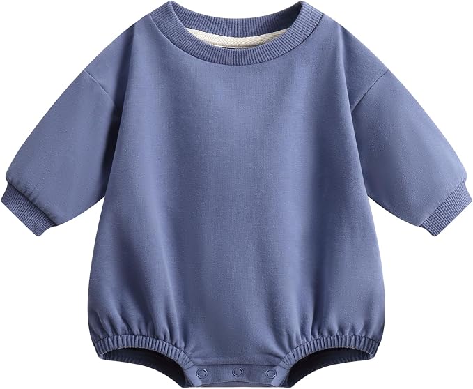 Bafeicao Baby Boy Girl Sweatshirt Romper Organic Cotton Solid Color Long Sleeve by Bafeicao
