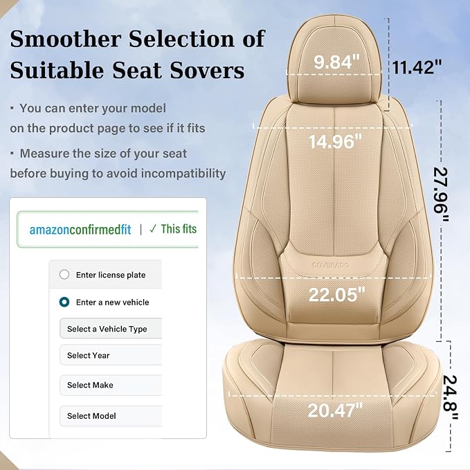 Coverado Seat Covers, Car Seat Covers Front Seats, Car Seat Protector Waterproof - Image 5