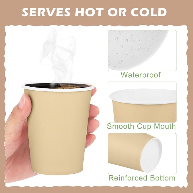 URATOT 60 Pieces 9 Ounce Brown Paper Cups Gradient Color Disposable Coffee Cups - Image 3