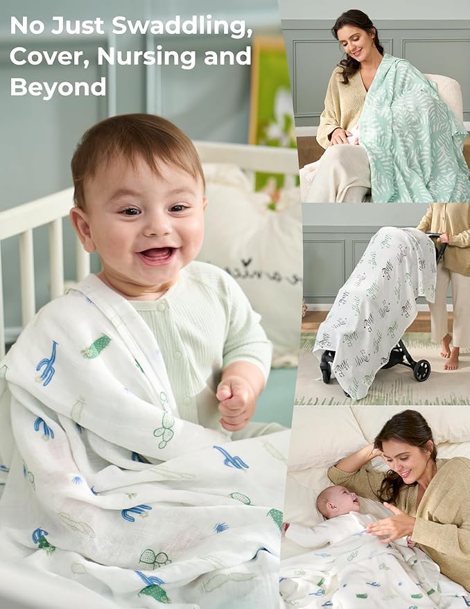 Momcozy Muslin Best Wishes Swaddle Blankets, Ultra Soft Neutral Registry - Image 6