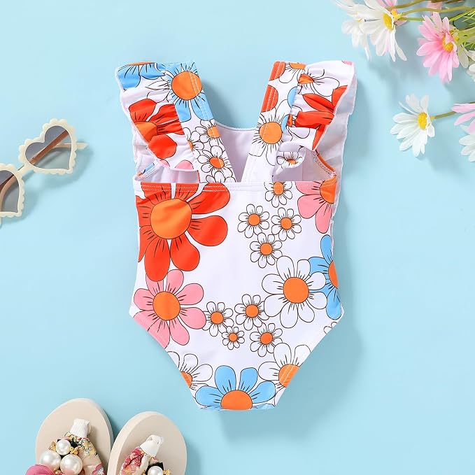 Newborn Baby Girl Ruffle Swimsuit Infant Toddler One Piece Floral Bikini Beach - Image 3
