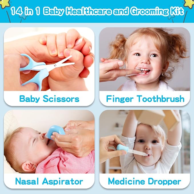 Baby Grooming Kit，Infant Safety Care Setwith Hair Brush Comb Nail Clipper Nasal - Image 4
