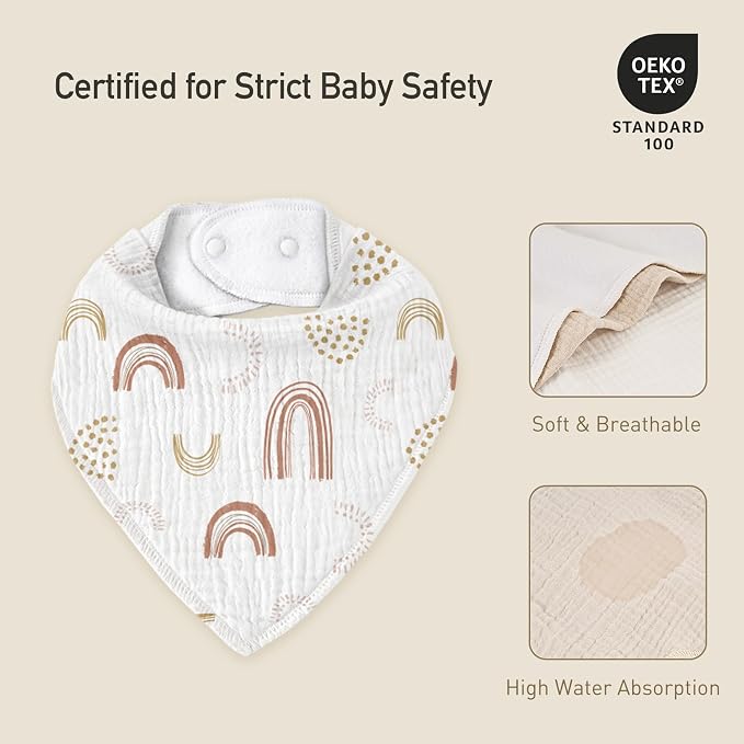 Muslin Baby Bibs 8 Pack, Baby Bandana Drool Bib - Image 6