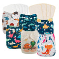 babygoal Reusable Cloth Diapers 6 Pack+10pcs Inserts, One Size Adjustable by babygoal
