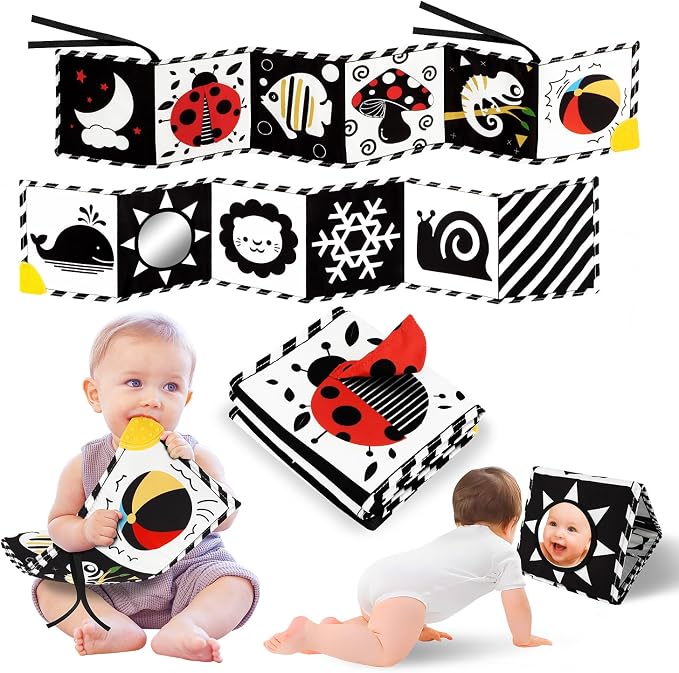 Tummy Time Toys, High Contrast Baby Book by BaobravaDirect