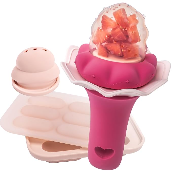 Moonkie Baby Fruit Feeder with Freezer Tray, BPA Free Silicone Food Feeder by Moonkie