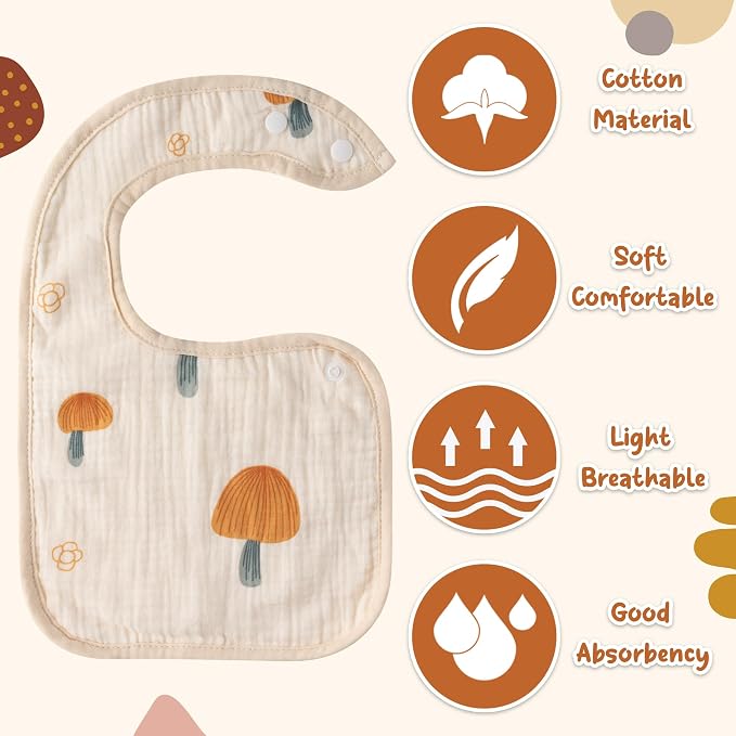 Zainpe 6Pcs Snap Muslin Cotton Baby Bibs Rabbit Bear Sheep Pattern Bandana - Image 3