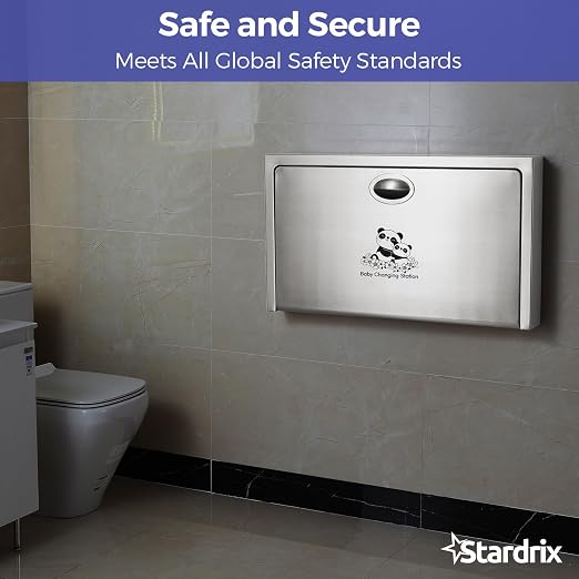 Panda Care Stainless Steel Surface Mounted Baby Changing Station, Heavy Duty - Image 6