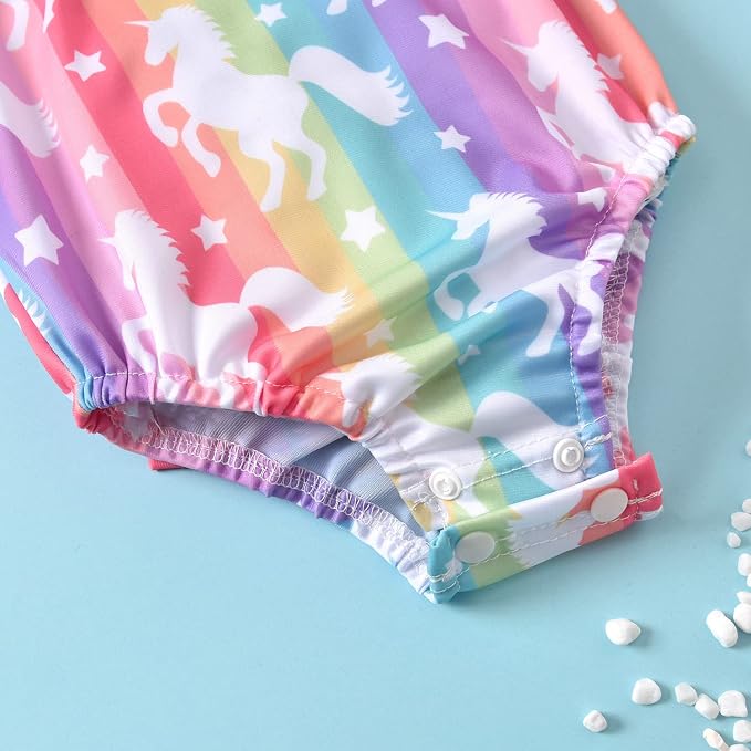 Toddler Girl Baby Ruffles Mermaid Fish Scale Swimsuit One Piece Swimwear - Image 6