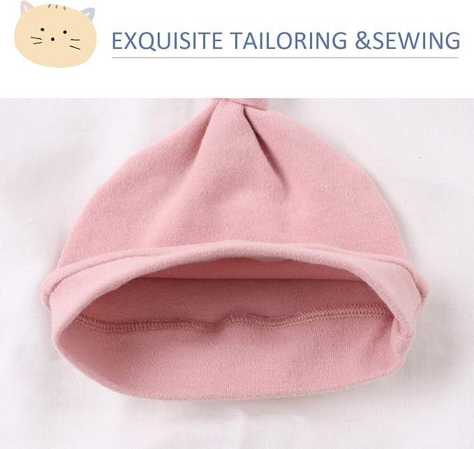 JANGANNSA Newborn Baby Hat Infant Baby Boys Beanie Top Knot Stretchy Hats - Image 4