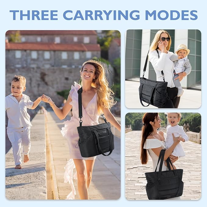 mommore Diaper Bag Tote with Stroller Organizer Puffer Bag Large Capacity Baby - Image 2