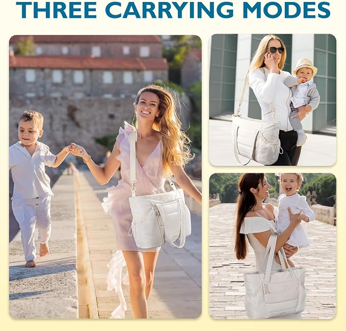 mommore Diaper Bag Tote with Stroller Organizer Puffer Bag Large Capacity Baby - Image 2