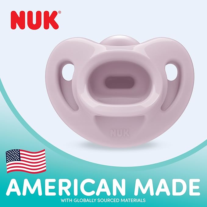 NUK 100% Silicone Comfy Orthodontic Pacifiers, 0-6 Months, Timeless Collection - Image 3