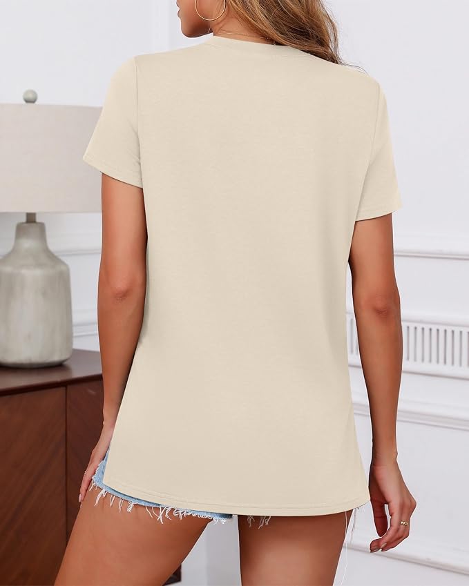 Ficerd 3 Pack Women's Maternity T Shirts, Short Sleeve Side Split Pregnancy - Image 3