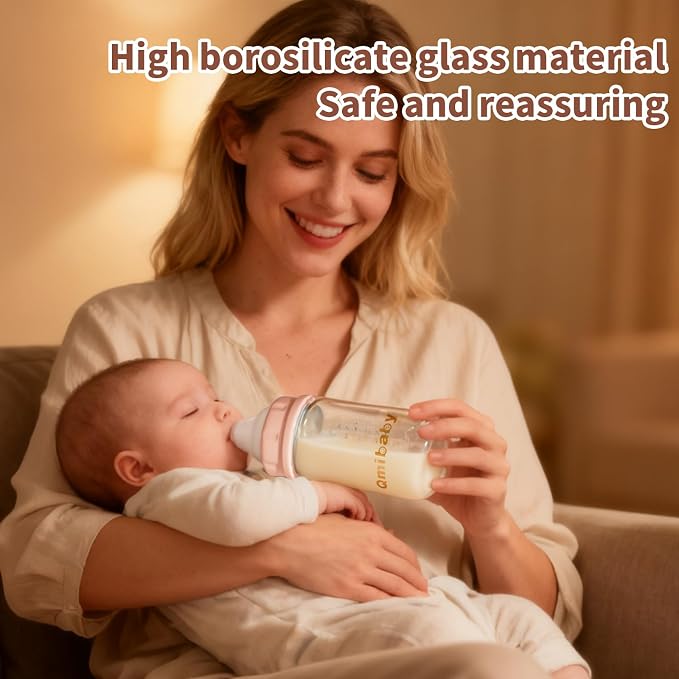 Natural Glass Baby Bottle 150ml 5oz Standard Neck Breast Milk Storage Bottles - Image 7