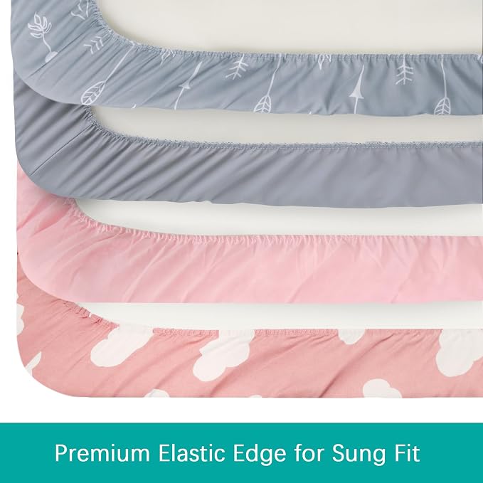 Changing Pad Cover Girl, Diaper Changing Pad Covers 4 Pack, Fitted Baby - Image 4