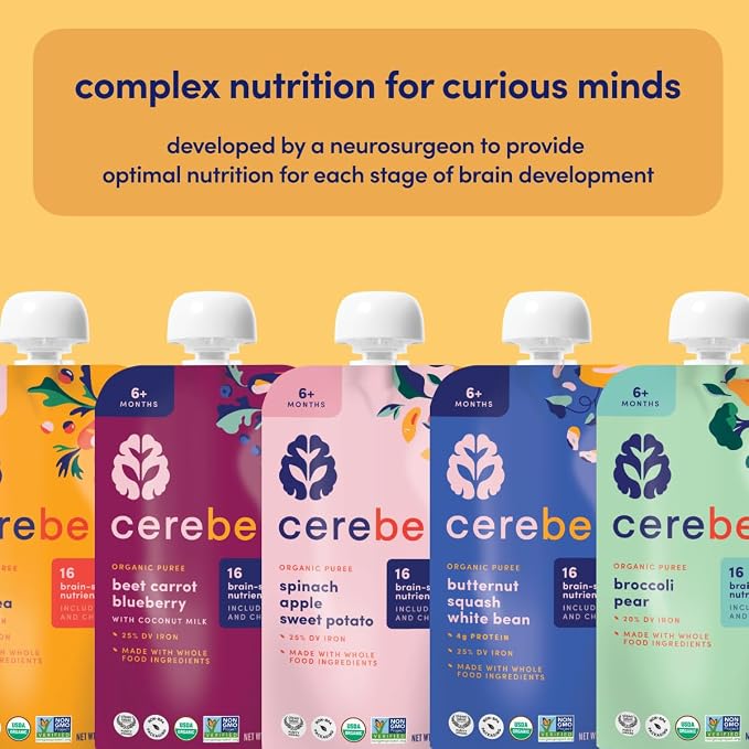 Cerebelly Organic Baby Food Pouches, Carrot Pumpkin Purees, 16 Nutrients - Image 8
