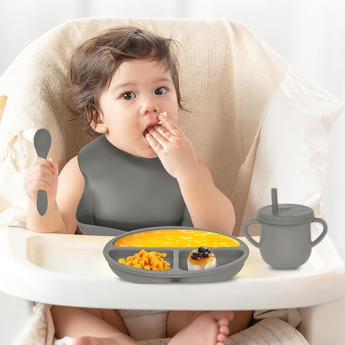 100% Silicone baby feeding set, BPA free Baby dishes set - Image 6
