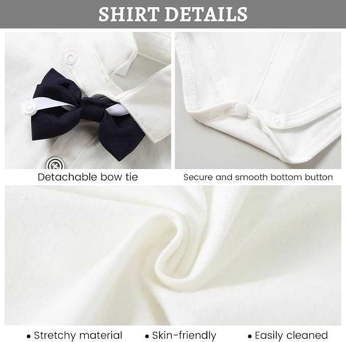 SANMIO Baby Boy Clothes Suits Infant Gentleman Outfit Collared Dress - Image 3