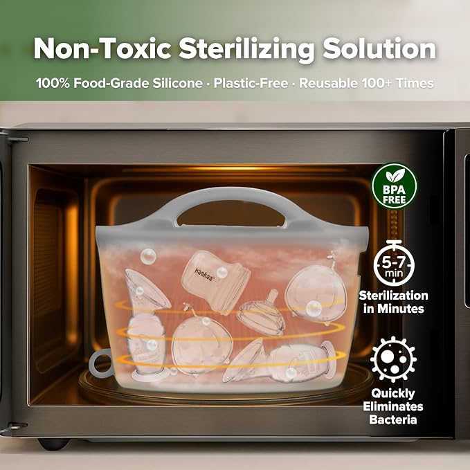 Haakaa Silicone Microwave Steamer & Steriliser Bag, 70oz/2000ml Large Capacity - Image 2