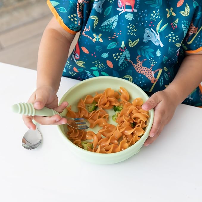 Bumkins Toddler Utensils, Kids Size Fork and Spoon Set, Silicone and - Image 5