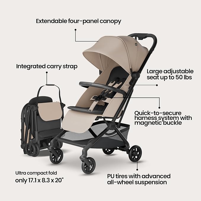 Mompush Velo Lightweight Travel Stroller, Compact & Airplane-Friendly - Image 3
