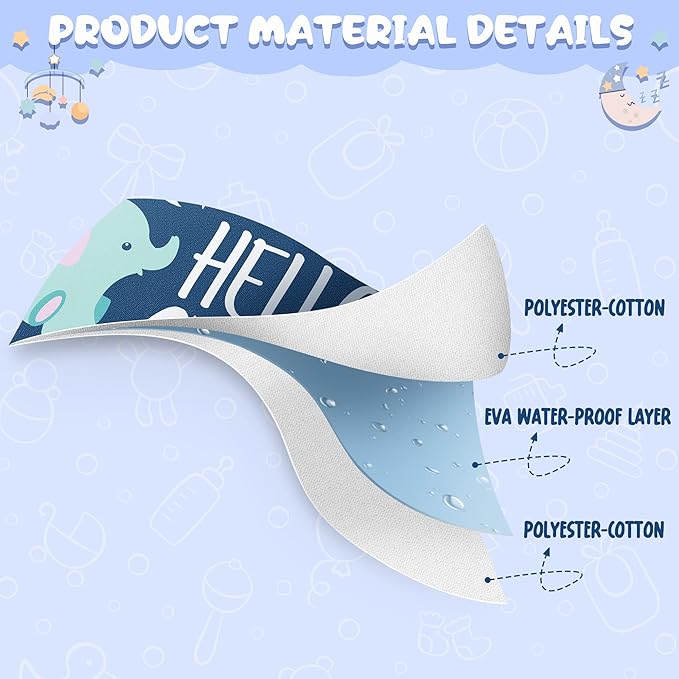 7Pcs Cotton Waterproof Baby Bibs Hook Loop Closure Newborn Bib Keepsake Baby - Image 4