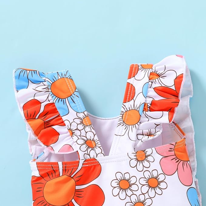 Newborn Baby Girl Ruffle Swimsuit Infant Toddler One Piece Floral Bikini Beach - Image 5