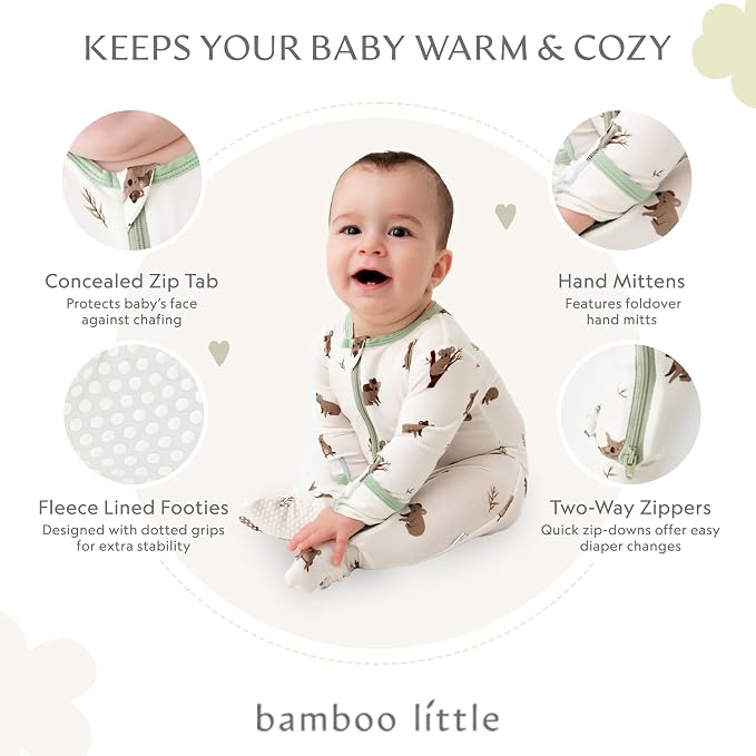 Bamboo Little Soft Baby Footie Pajamas, Baby Clothes, Newborn Sleepers - Image 2
