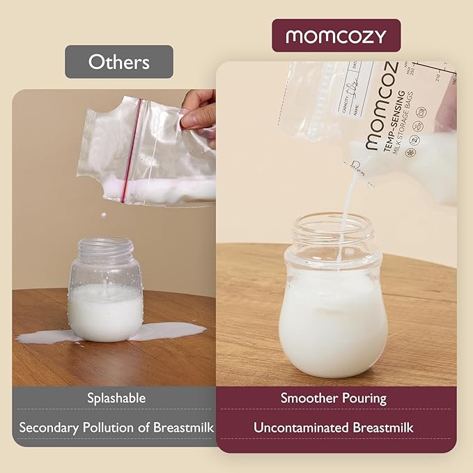 Momcozy Easy Pour Breastmilk Storage Bag, Temp-Sensing Color Change, No Leak - Image 3
