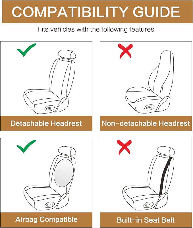 Pariitadin Leather Car Seat Covers Full Set, Waterproof Breathable Faux Leather - Image 6