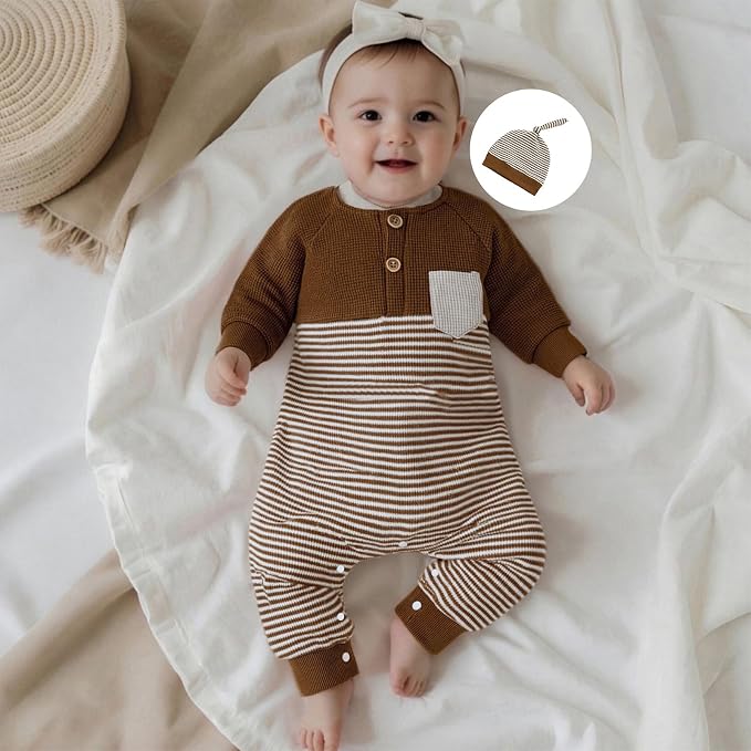 Kuriozud Newborn Infant Unisex Baby Boy Girl Clothes Button Romper Jumpsuit - Image 3