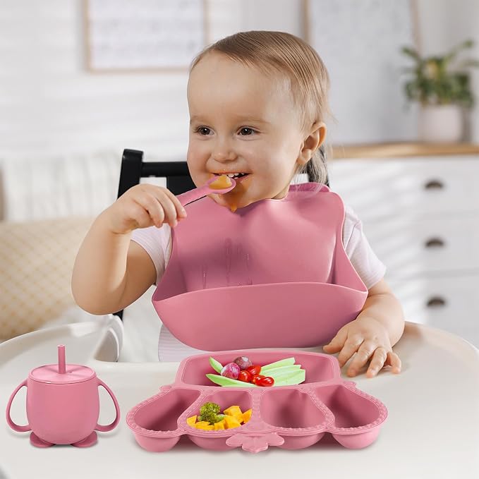 Silicone Baby Feeding Set 10 Pcs Baby Led Weaning Supplies Suction Bowl Divided - Image 7
