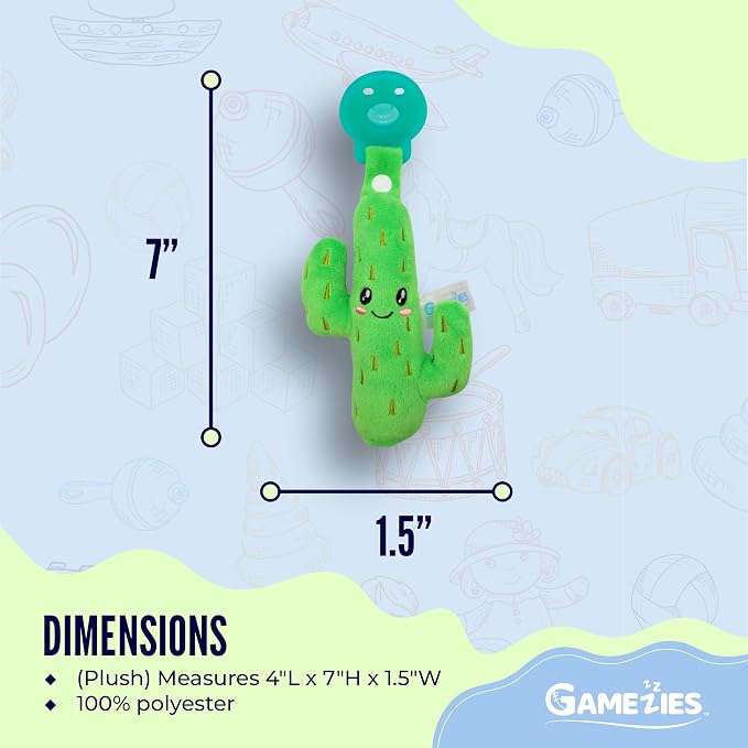 Gamezies Baby Boy and Girl Silicone Cactus Plush Pacifier - Image 5