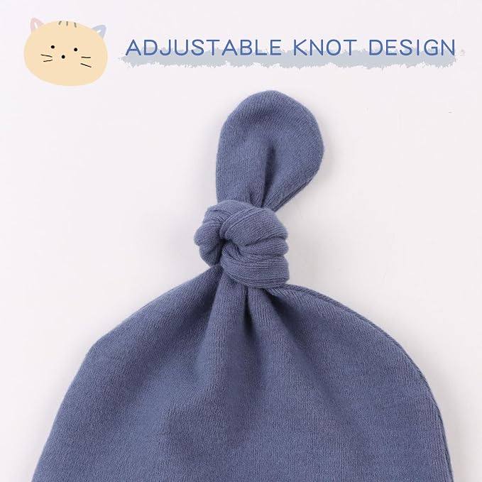JANGANNSA Newborn Baby Hat Infant Baby Boys Beanie Top Knot Stretchy Hats - Image 3