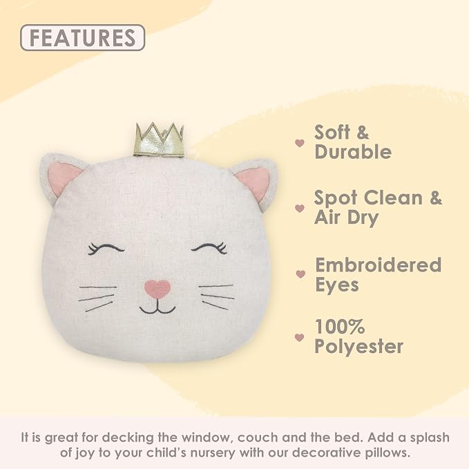 MON AMI Linen Kitty Accent Décor Pillow - Image 3