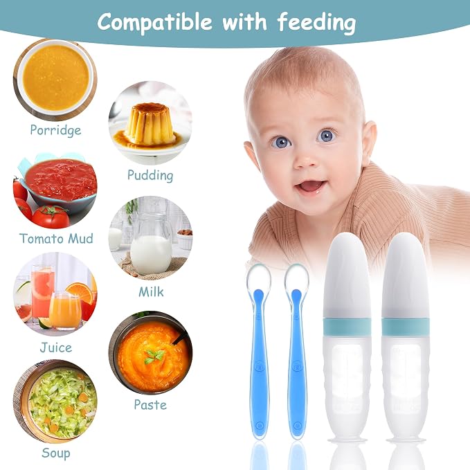 WAJIAYON Baby Food Feeder 4 Pack Silicone Baby Food Dispensing Spoon-3 oz - Image 2