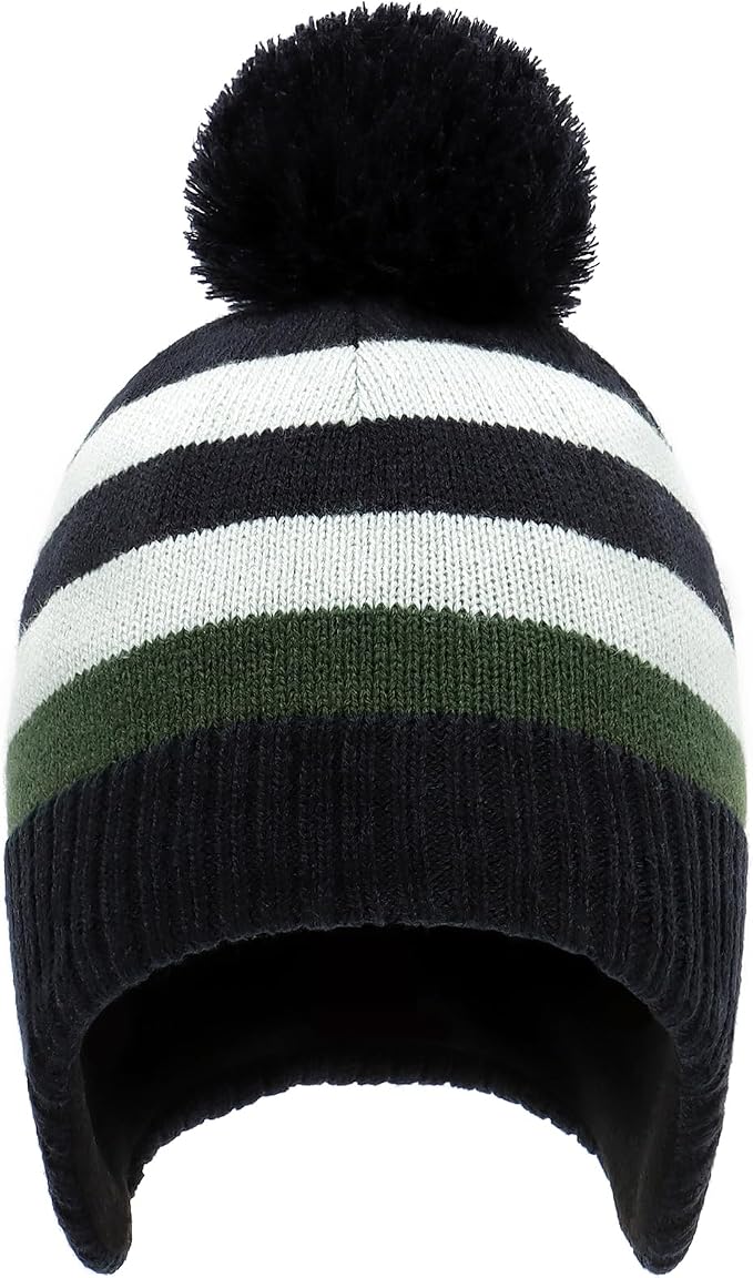 Duoyeree Kids Beanie Hat for Boys Girls Pom-pom Kint Hats Cozy Lining Winter - Image 2