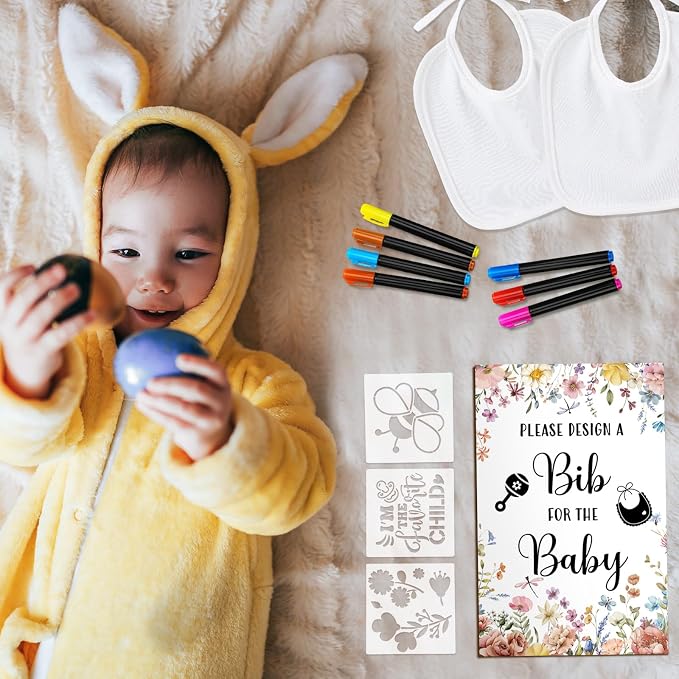 Newwiee 55 Pcs White Bibs for Baby Decorating Design a Bib Decorate Plain - Image 5