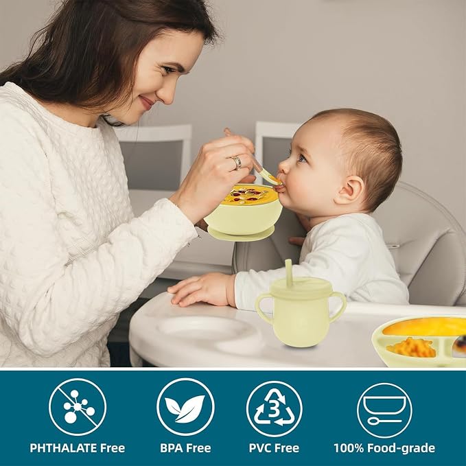 100% Silicone Baby Feeding Set, BPA Free Baby Dishes Set - Image 6