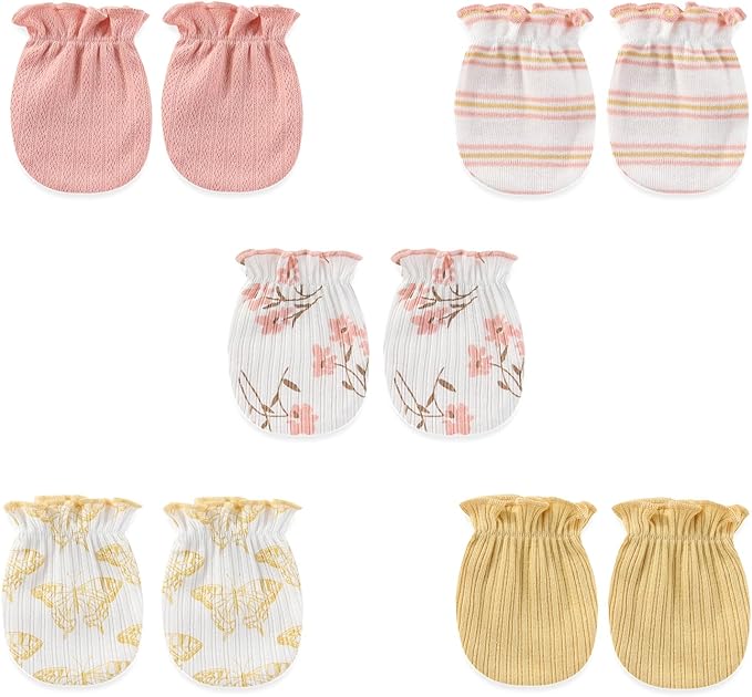 5 Pairs Baby Not Scratch Mittens 0-6 Months New Born Boy Girl Gloves Cute by falianni