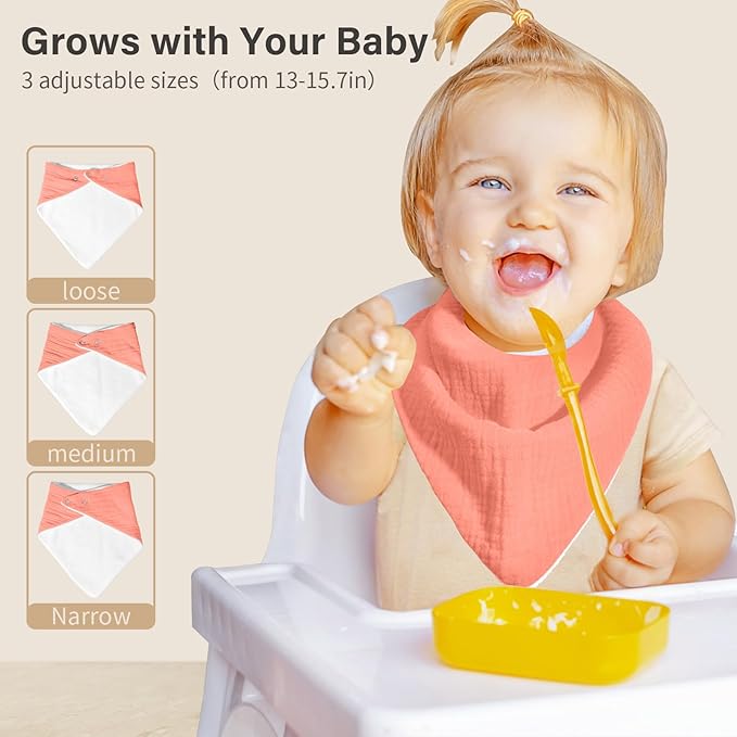 Muslin Baby Bibs, Soft Triangular Baby Bandana Drool Bibs - Image 5
