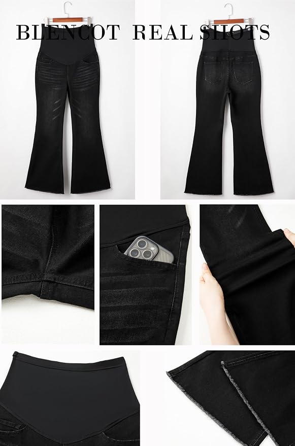 BLENCOT Maternity Jeans for Women Over Belly Pregnancy Pants Comfy Pregnant - Image 4