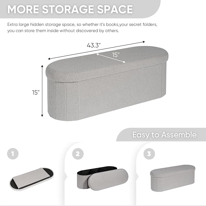 B FSOBEIIALEO Ottoman with Storage - Image 3