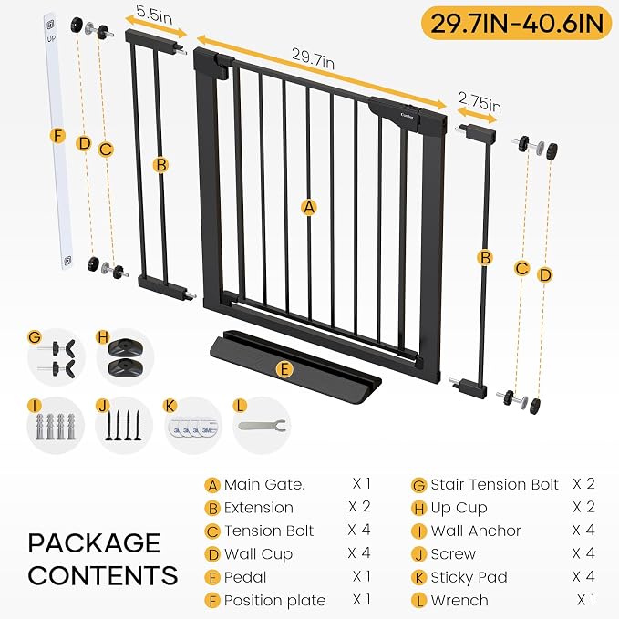 Cumbor 36" Extra Tall Baby Gate - Image 8
