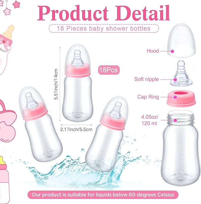 Roowest Bottle Chug Baby Shower Game Favors Including Pink Elephant Theme - Image 3