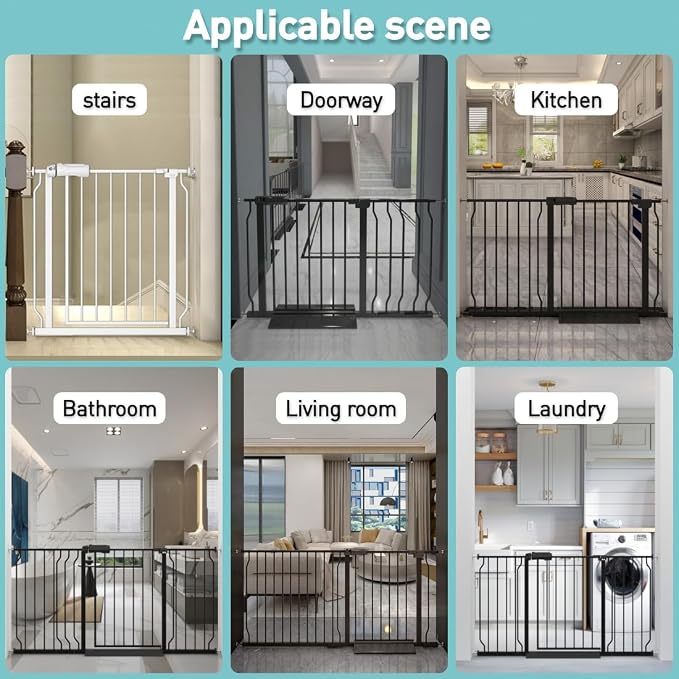 WAOWAO Baby Gate 43.31-48.00" Extra Wide Pressure Mounted Walk Through Swing - Image 5