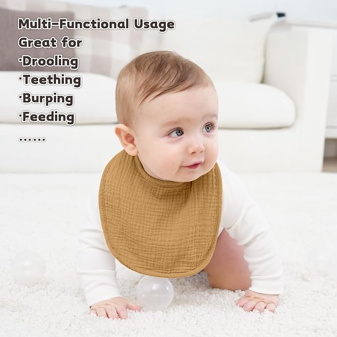 Susurration Muslin Baby Drool Bibs 10Pack Soft Square Adjustable Bandana Bibs - Image 4